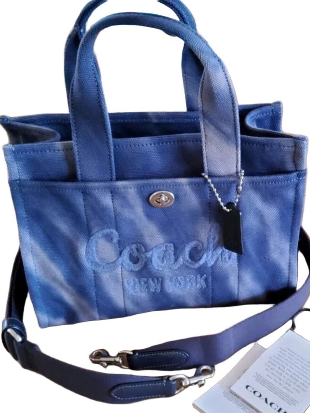 NEW Coach Cargo Tote Bag Tie Dye Blue - Picture 1 of 3